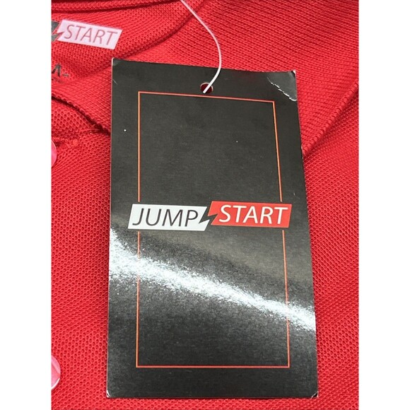 Jump Start Men's Red Short-Sleeve Ribbed Collar Polo Shirt Size Medium NWT - Picture 3 of 4